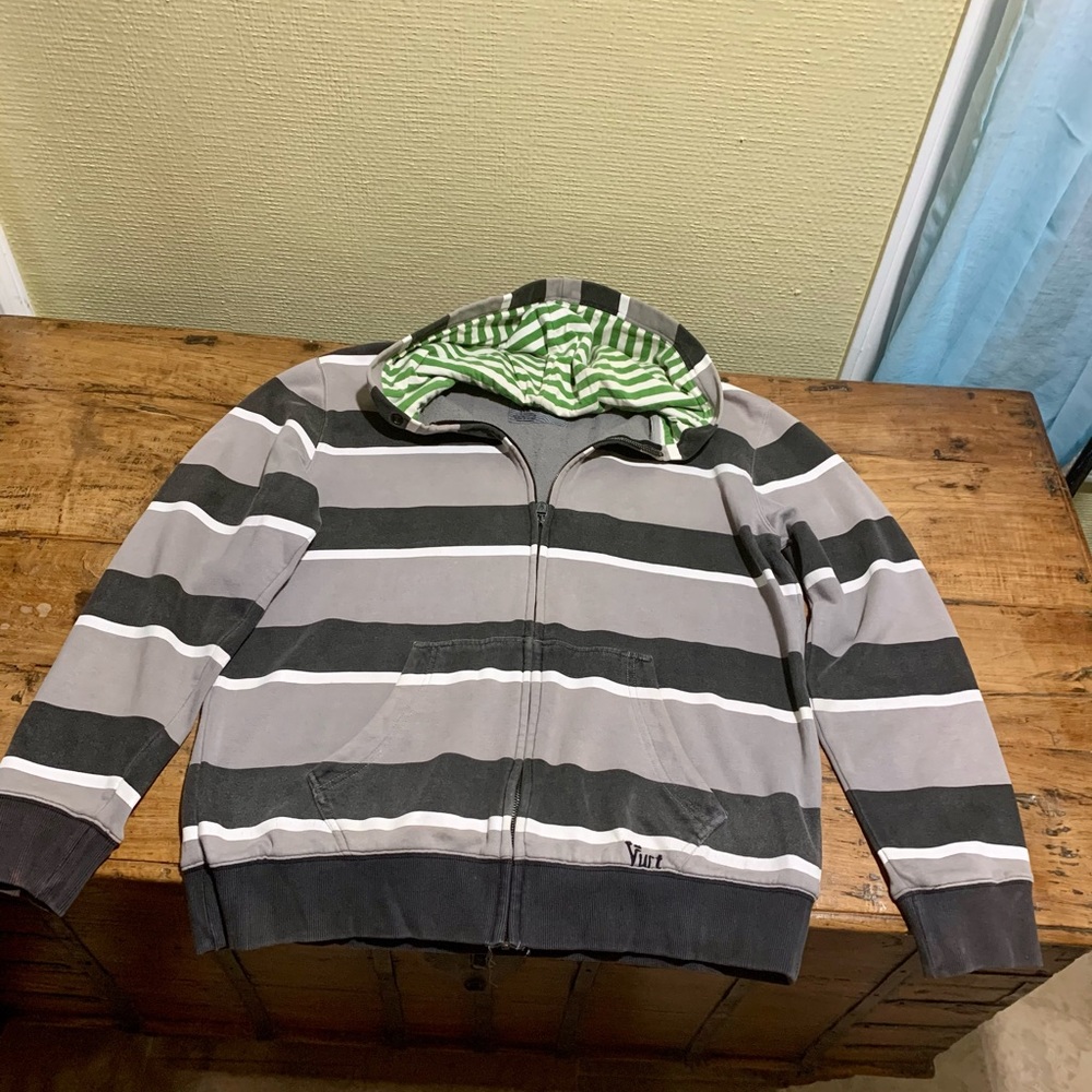Vurt Gray Stripped Hoodie